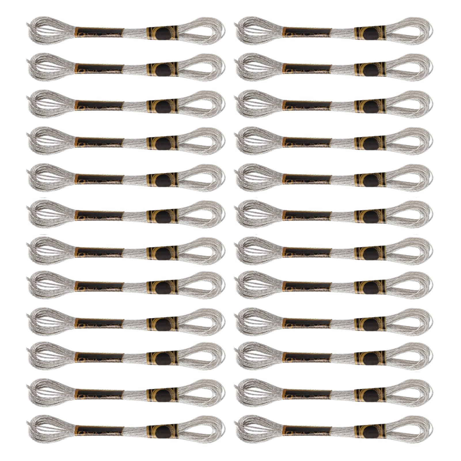 24Pcs Cross Stitch Threads Silver Glossy Embroidery Floss Yarn 8 Meters 8m Silver Color Yarn Cotton Embroidery Floss Cross-Stitch Floss