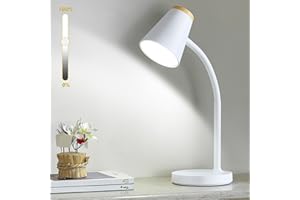EJIAXIN Desk Lamp for College Dorm Room - Small LED Desk Lamp Touch Dimmable Reading Light for Home Office - Adjustable Flexible Gooseneck Table Lamp for Bedside Bedroom Nightstand White