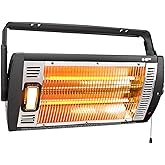 Electric Garage Heater 120V, 750/1500W Ceiling Mount Space Heater for Garage, Shop, Patio with 90° Adjustable Tilt, Dual Quar