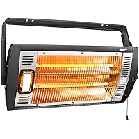 Electric Garage Heater 120V, 750/1500W Ceiling Mount Space Heater for Garage, Shop, Patio with 90° Adjustable Tilt, Dual Quar