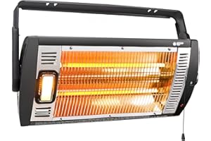 Electric Garage Heater 120V, 750/1500W Ceiling Mount Space Heater for Garage, Shop, Patio with 90° Adjustable Tilt, Dual Quar