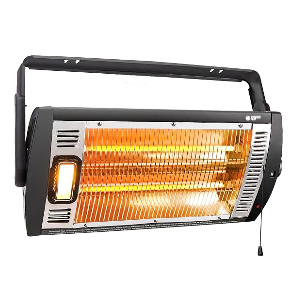 BEYOND HEAT ELECTRIC GARAGE HEATER 120V, 750/1500W CEILING MOUNT SPACE HEATER FOR GARAGE, SHOP, PATIO WITH 90° ADJUSTABLE TILT, DUAL QUARTZ RADIANT, SAFETY METAL GRILLE AND OVERHEAT PROTECTION, 1-PACK