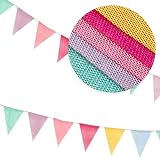 SZXMDKH 60 Flags 68ft Bunting Multicolor Outdoor Linen Burlap Party Banner view 3