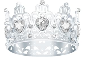 JITINX Cake Crown, Princess Little Crown Heart shaped Diamond Crown, Flower Bouquet Accessories Crowns, Mini Crown Children's Birthday Cake Baking Decoration Paper Cup Cake Decoration (Mini Silver White)