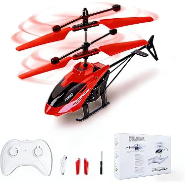 Aolso Helicóptero Teledirigido De 3.5 Canales – Mantenimiento De Altitud Y Luz LED, Para Interiores Y Principiantes (Carga USB, Rojo)