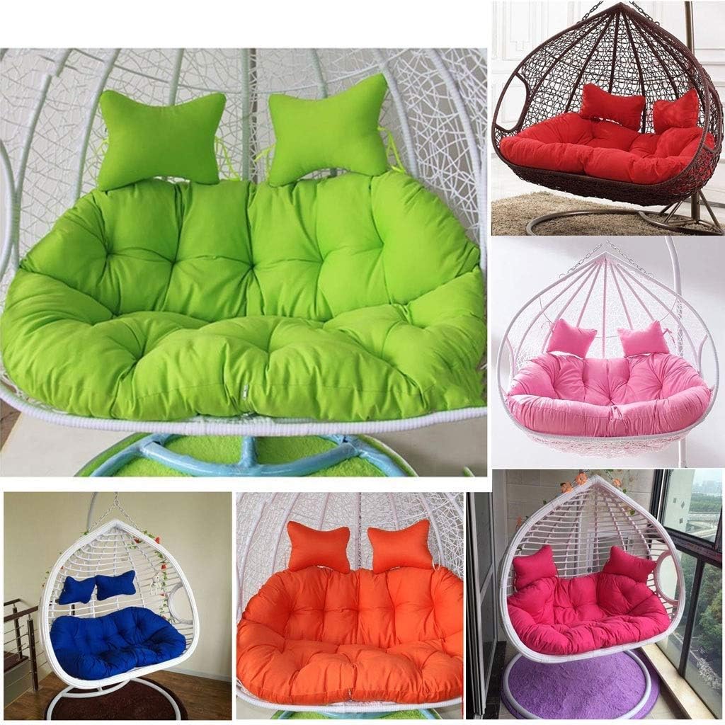 ZHAS Double Swing Chair Cushion Pads,Hanging Rattan Swing Patio Garden Chair Egg Cushion Indoor or Outdoor,Size:145x108cm(57 x 42.5 Inch) (Color : Green)(Excluding chair)