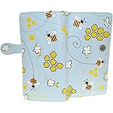 Shag Wear Bumble Bee Honeycomb Large Wallet for Women and Teen Girls Vegan Faux Leather Blue 7"