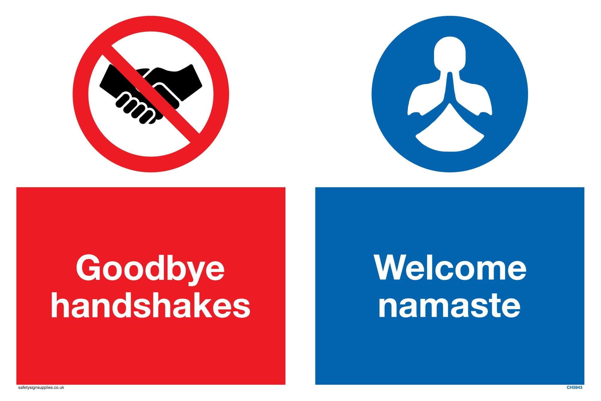 Goodbye handshakes Welcome namaste sign - Plastic Semi-rigid 1mm