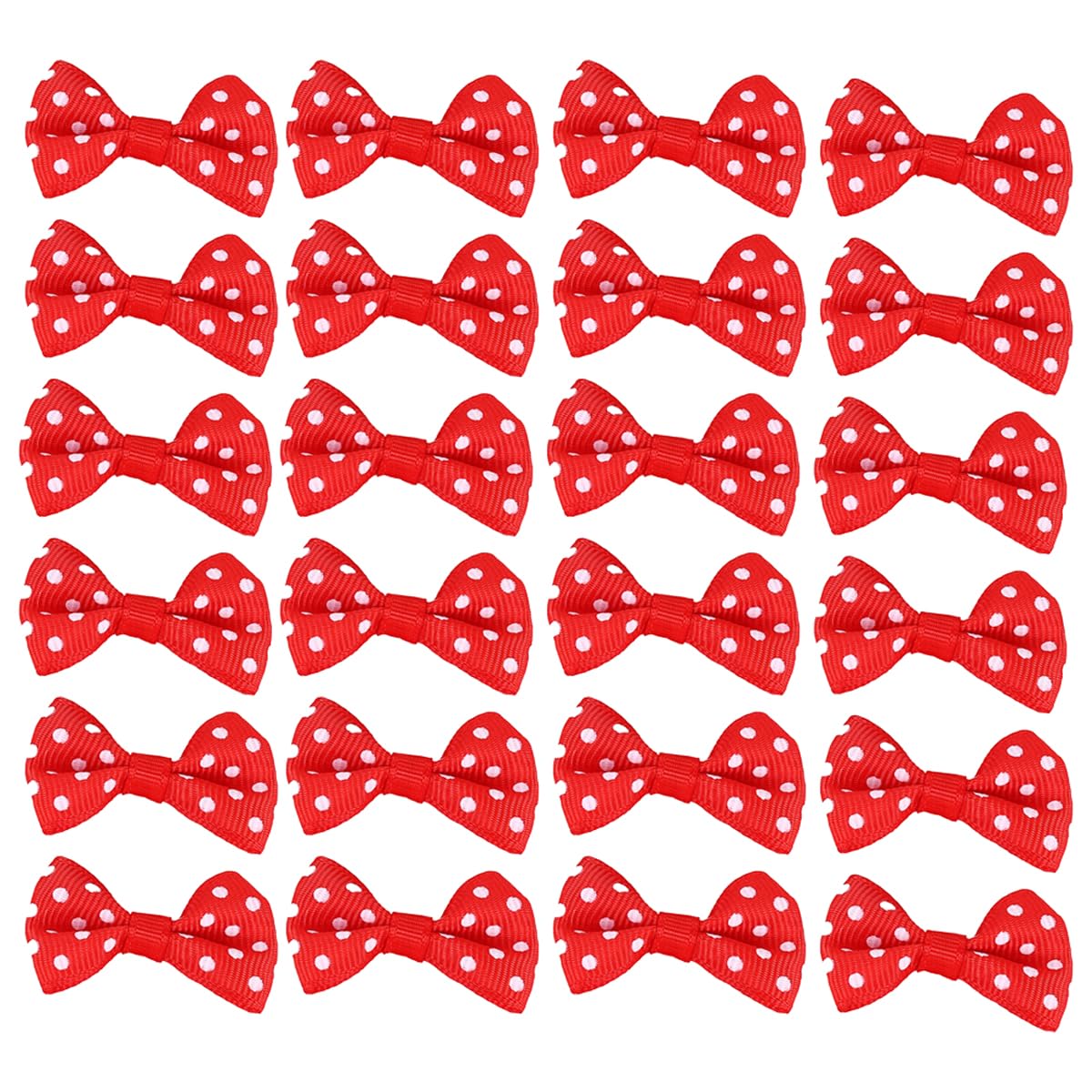 Photo 1 of 100 Pack Polka Dot Ribbon Bow Ties Cute Mini Bow Knot for Pet Hairpin Ornaments Paper Clip Bookmark Gift Wrapping Party Favor Bag Christmas Decoration (Red)