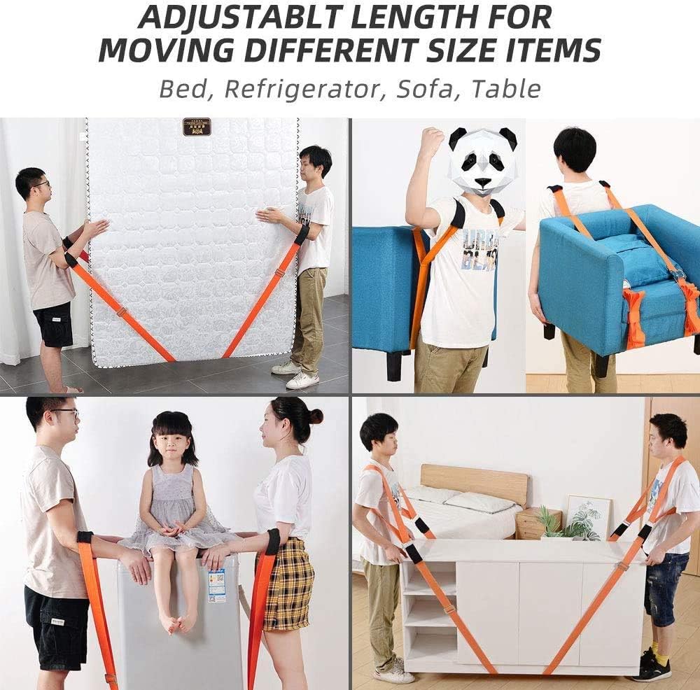 Lifting Moving Straps Adjustable 2Person Carrying Belt Max Load 800