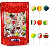 20-Count Mixed Fruit Round Lollipop, Made in Brazil, Mixed Fruit Flavors Round, Fruit Suckers Hard Candy Individually Wrapped 8Gram Pops