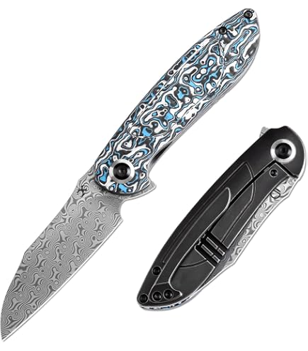 Amazon.com : KANSEPT Quasar Pocket Knife, 3.38'' Damascus Sharp