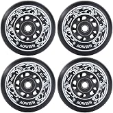 AOWISH Inline Skate Wheels, Outdoor Asphalt Formula, 4-Pack (Black, 80mm) | 85A SHR Roller Hockey Wheels with ABEC-9 Bearings and Floating Spacers Compatible with Roller Blades, Scooters, RipStiks, etc