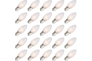 Abeja 25 Pack C9 Incandescent Replacement Bulb C9 Christmas Light Bulb for Holiday Party Christmas Decorative String Light E17 Intermediate Base 7w Clear Bulb