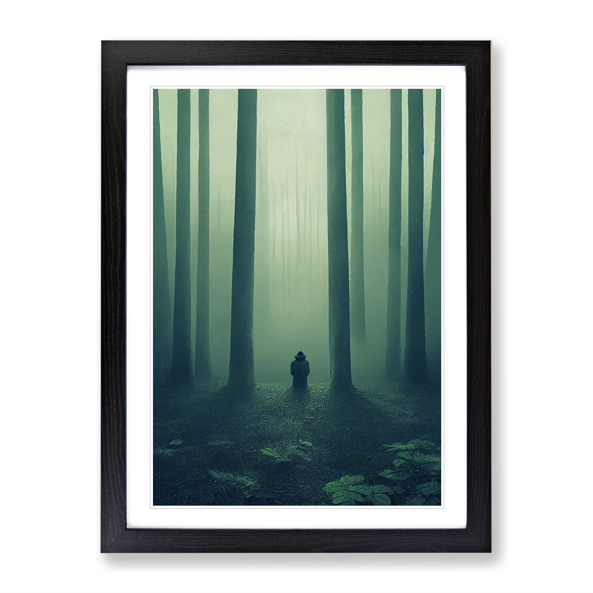 Alone In The Forest Framed Print | A3 Black Framed Wall Art | Ready to Hang | Modern Landscape Picture | Living Room Bedroom Lounge Office