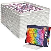 Playboda 9-Pack Puzzle Sorting Trays with Lid that Doubles as a Puzzle Box Stand &ndash; 11" x 9" Stackable Trays for 1000&ndash;1500 Pieces Jigsaw Puzzles, Great Gift for Adult Puzzle Lovers