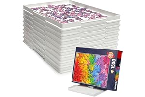 Playboda 9-Pack Puzzle Sorting Trays with Lid That Doubles as a Puzzle Box Stand – 11" x 9" Stackable Trays for 1000–1500 Pie