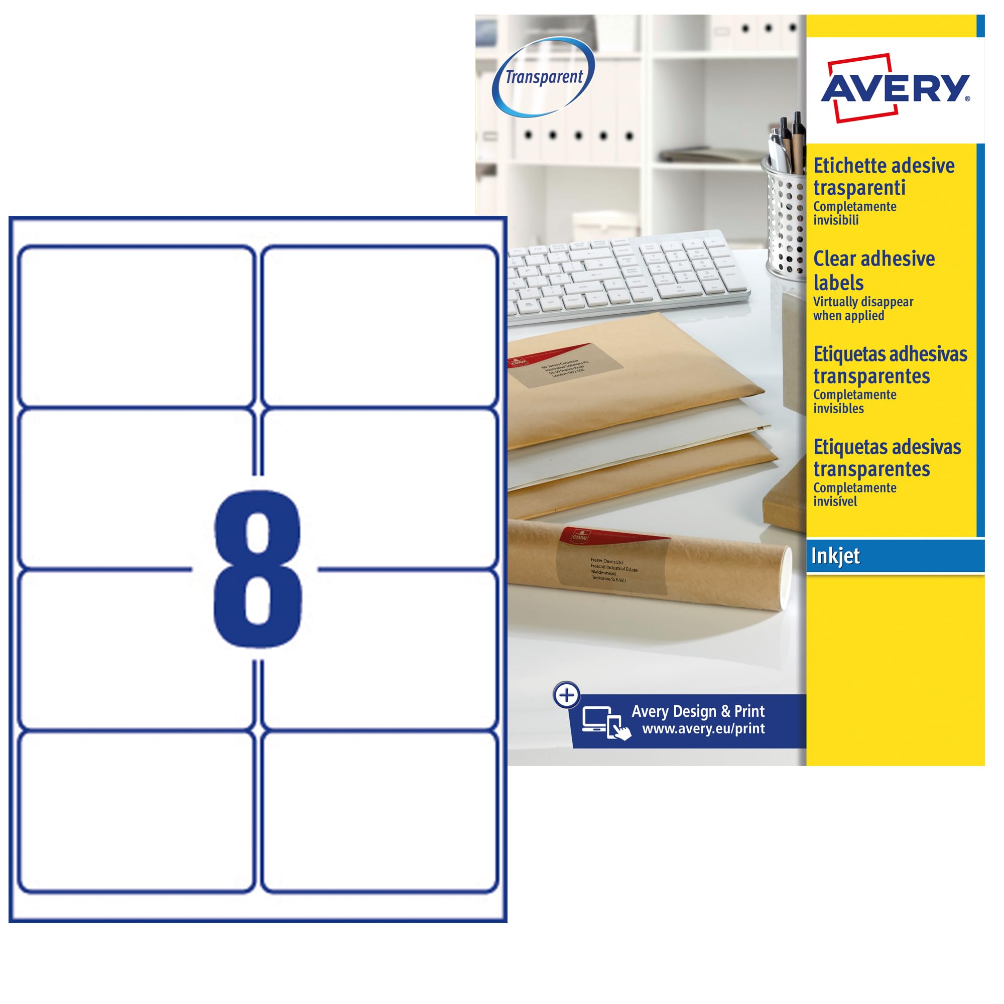 Avery Quickpeel Addressing Labels J8 99.1 x 67.7 Transparent