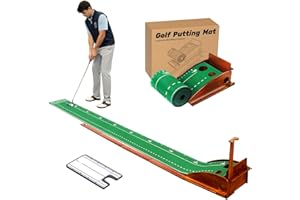 SAPLIZE Golf Putting Mat/Putting Green Mat - Adjustable Slope, Trajectory Tracking, Automatic Ball Return & Pong Game Modes |Portable Practice Green for Home, Office, Indoor & Outdoor