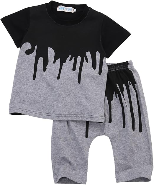 Amazon Sylvamorning 落書き 男の子 Tシャツ 半袖 パンツ ルームウェア パジャマ 上下セット 夏 ボーイズ Tシャツ ズボン クロップドパンツ Tシャツ カットソー 通販