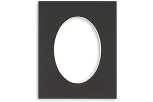 Poster Palooza 11x14 Mat Bevel Cut for 8x10 Photos - Precut Black Oval Shaped Photo Mat Board Opening - Acid Free Matte to Protect Your Pictures - Bevel Cut for Family Photos, Pack of 1 Matboard