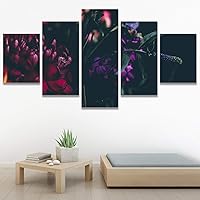 SIGNWIN 5 Panel Canvas Wall Art Red Arrangement for Home Decorations Ready to Hang - 60