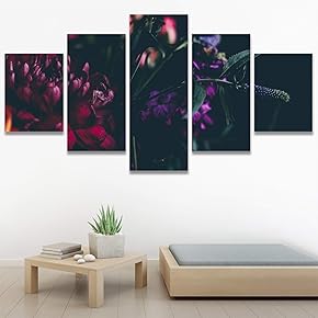 SIGNWIN 5 Panel Canvas Wall Art Red Arrangement...