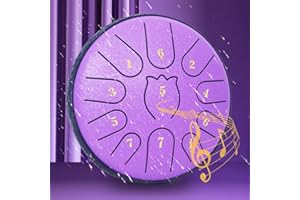 YASISID Rain Drum for Outside Garden,Steel Tongue Drum 6 Inche 11 Note Steel Drums Rain Chime,Raindrop Drum,with Soft Bag,Music Book,2 Mallets（purple）