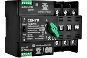 CENYB Automatic/Manual Transfer Switch for Home Generator 3P 100A AC110V Uninterrupted Power Supply DIN Rail Mount Toggle Cha
