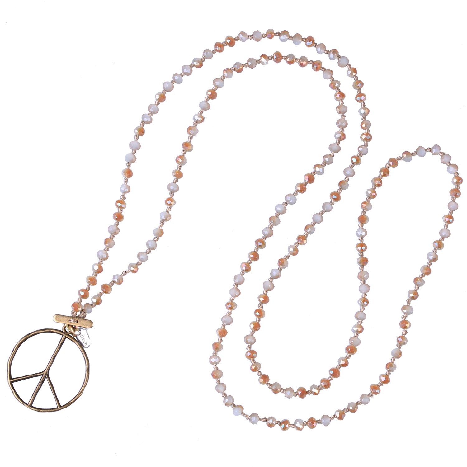 KELITCH Peace Pendants Necklaces Crystal Beaded Necklaces Fashion Strand Bracelets for Women Girls — image 1