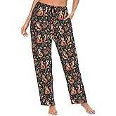 PrelerDIY Women Comfy Pajama Pants Stretch Sleepwear Lounge Pants With Pockets & Drawstring