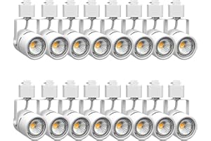 AOAXL Bulb Replaceable 7.5W H Type Track Lighting Heads, Dimmable Bright 5500K Cool White, Flicker Free CRI90+ Track Lighting Fixtures Ceiling for Accent Task Wall Art Exhibition, White 16 Pack