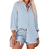 Zeagoo Womens Button Down Shirts Oversized Long Sleeve Floral Printed Blouses Casual Work Tops Drop Shoulder Outfit Clothes