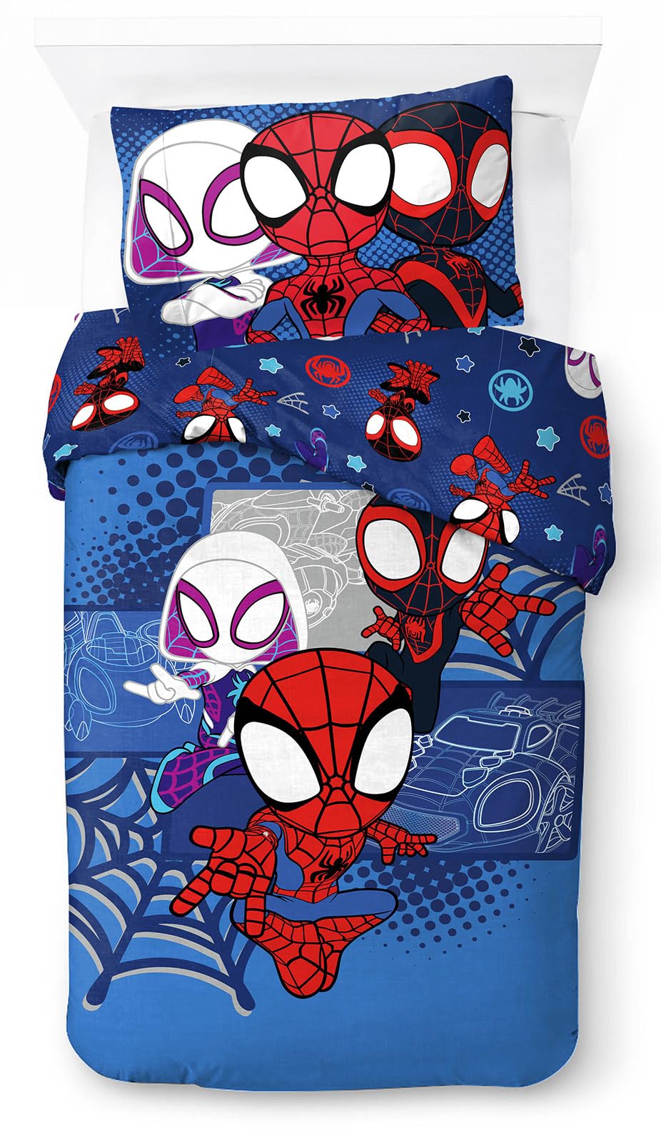 Jay Franco Marvel Spidey & His Amazing Friends Vroom 100% Cotton Single Duvet Cover Set - Includes 50 x 70 cm Pillowcase — image 1