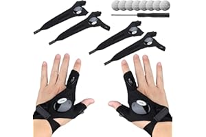 OMASUNB 4PC LED Gloves, Flashlight Gloves Set, with Finger Flashlights for Fishing, Repairing and Camping, Ideal Gifts for Men, Dads and Boyfriends on Christmas and Birthdays