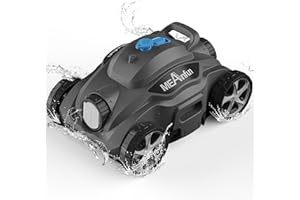 MEANFUN 2024 New Cordless Robotic Pool Vacuum Cleaner, Last 110 Mins & Clean 1076 Sq. Ft for above Ground and Inground pool Robot - 5800mah Automatic Parking Pools Cleaning Tools PC01 Grey