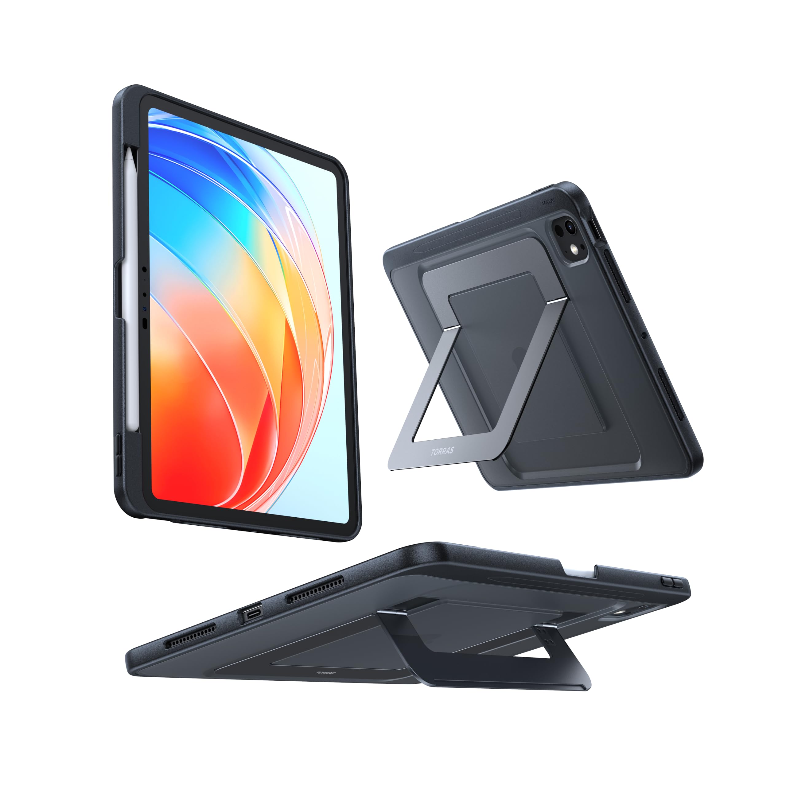 Photo 1 of TORRAS Ostand K1 Guardian for iPad Pro 11 inch Case M5 2025 & 2024 M4, Ultra Stable Stand, Multiple Adjustable Viewing Angles, Slim Protective Kickstand iPad Pro 11 Case with Pencil Holder, Black