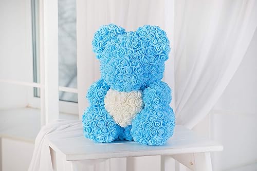 rose teddy bear blue