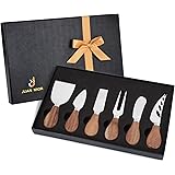 JLIAN MIOR Exquisite 6-Piece Cheese Knives Set, Stainless Steel Cheese Knife Set Collection (Acacia Wood Handle)
