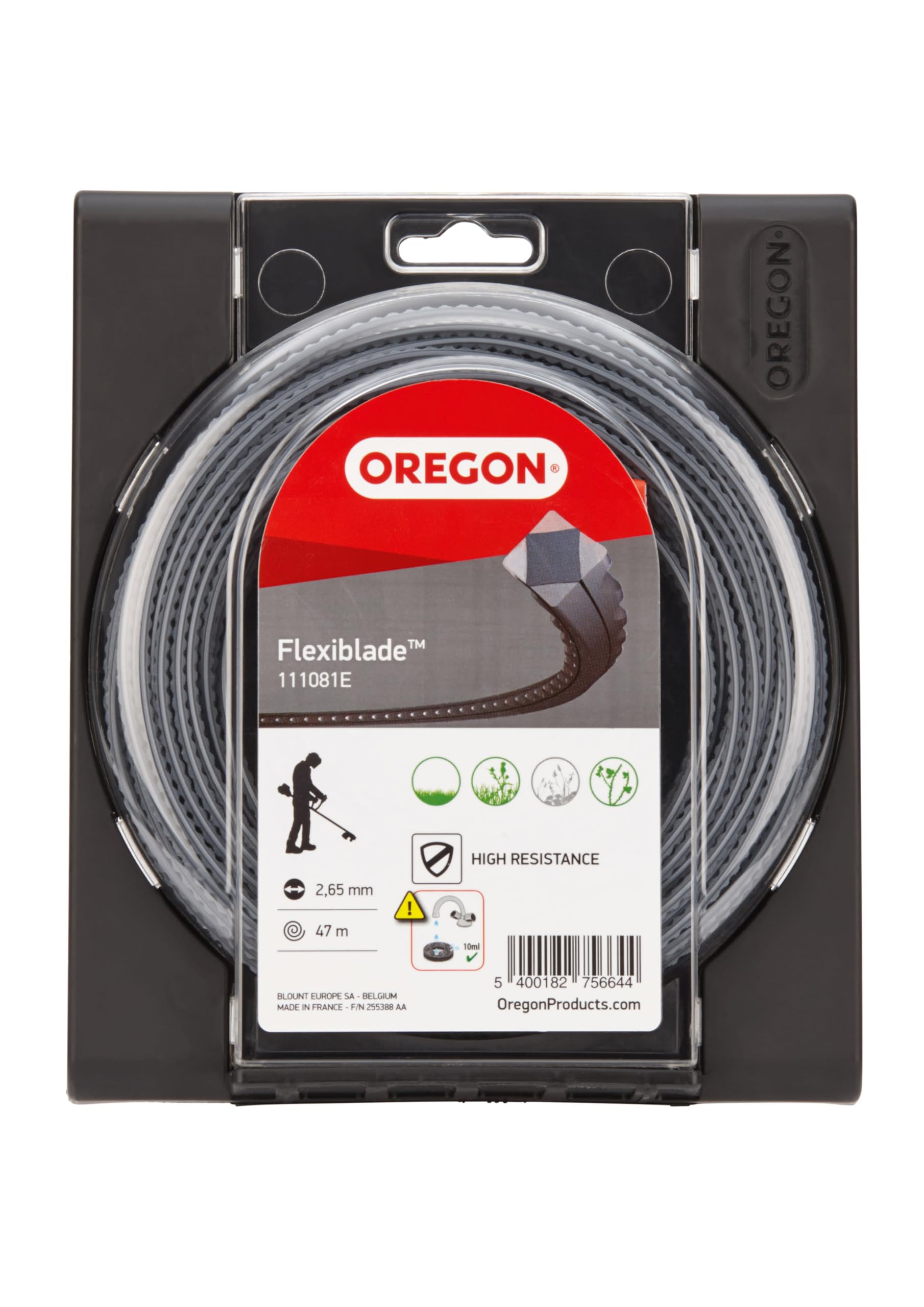 Oregon Serrated 2.65mm Strimmer Line, Tackles Thick Grass, Weeds, Tough Vegetation & Brambles, Professional Heavy Duty Durable Strimmer Wire, Fits Most Standard Models, 2.65 mm x 47 m (111081E)