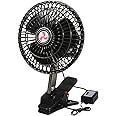 Zone Tech 12V Oscillating Fan - Includes clamp and Screws for Easy Attachment to Either The Console or Dash (Black 1 Pack)