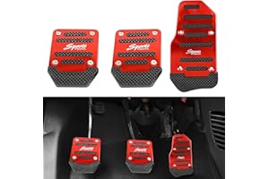 Flygun Pack-3 Car Non-Slip Pedal Pads Set, Accelerator Pedal Covers, Car Brake Pedal Protectors, Automobile Universal Replacement Accessories, for Most Cars, Trucks and Vans (Red)