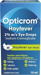 Opticrom Hayfever Eyedrops 2% Cromoglicate 10ml Brand New Anti-Itch Relief