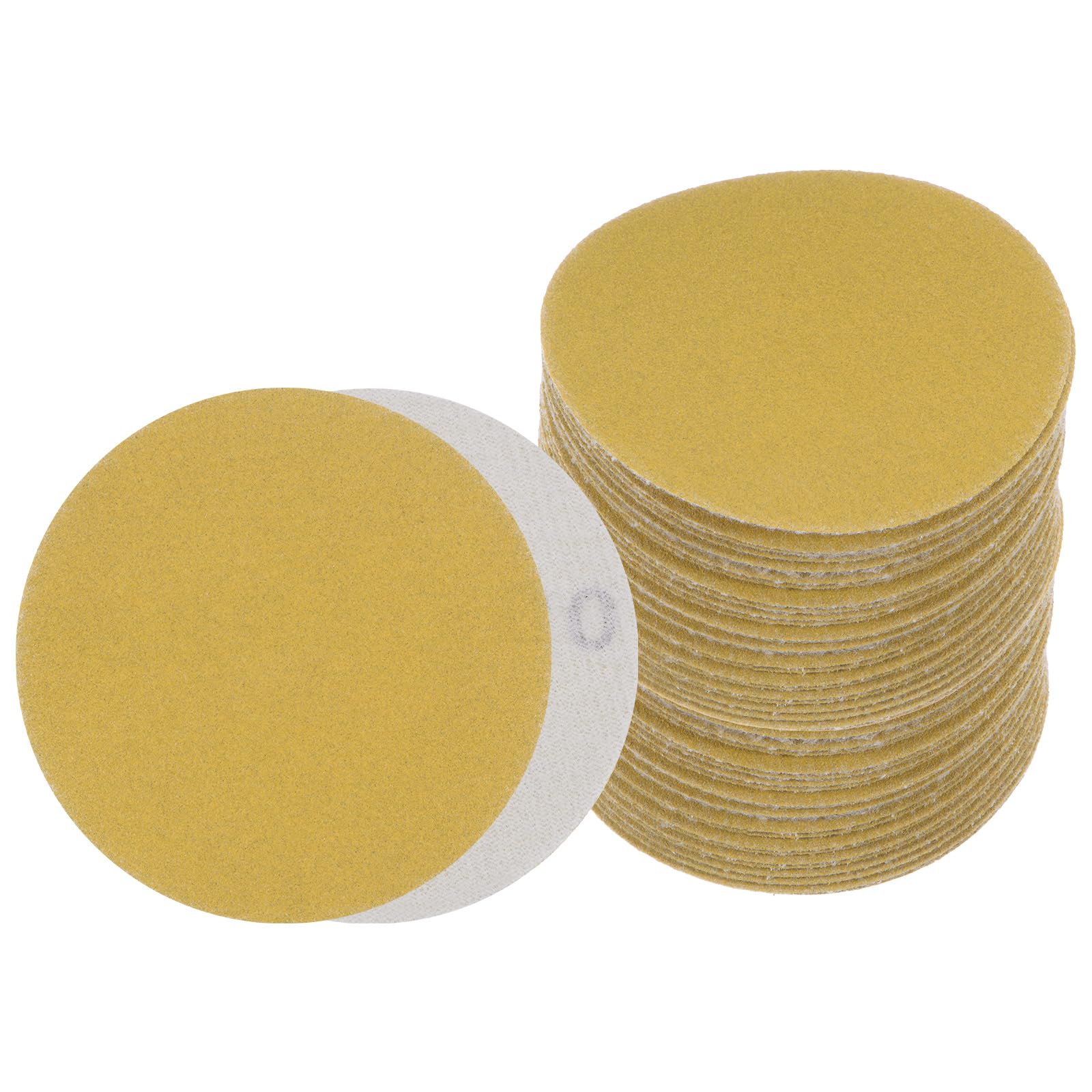 Kozelo 50pcs No Hole Sanding Discs- [ 3 Inch 220 Grit ] Round Hook and Loop Grip Sanding Pads Sandpaper for Automotive Woodworking Metal Polishing Use| Gold, Aluminum Oxide