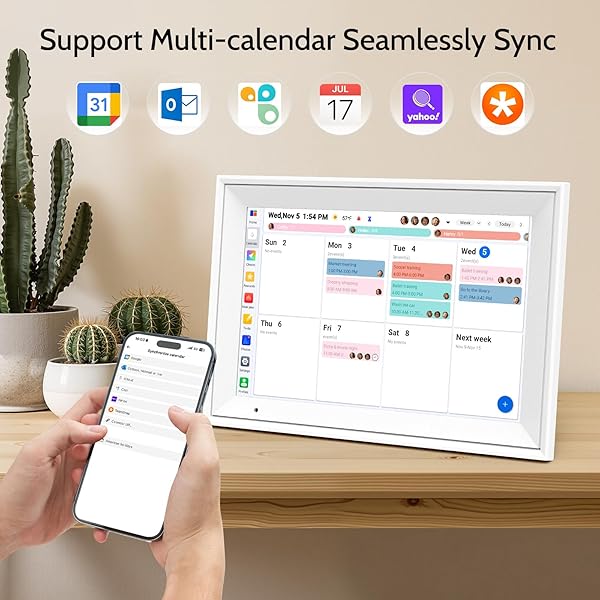 LINKDAZE DIGITAL CALENDAR 10.1” ELECTRONIC CALENDAR FOR FAMILY SCHEDULES, WIFI SMART CALENDAR BUILT-IN 32GB MEMORY, 1280 * 800 IPS HD TOUCHSCREEN INTERACTIVE FAMILY PLANNER & MEAL PLANNER-WHITE