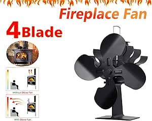 Amazon.com: Ciraume Ventilador De Estufa De 4 Palas Con Termómetro