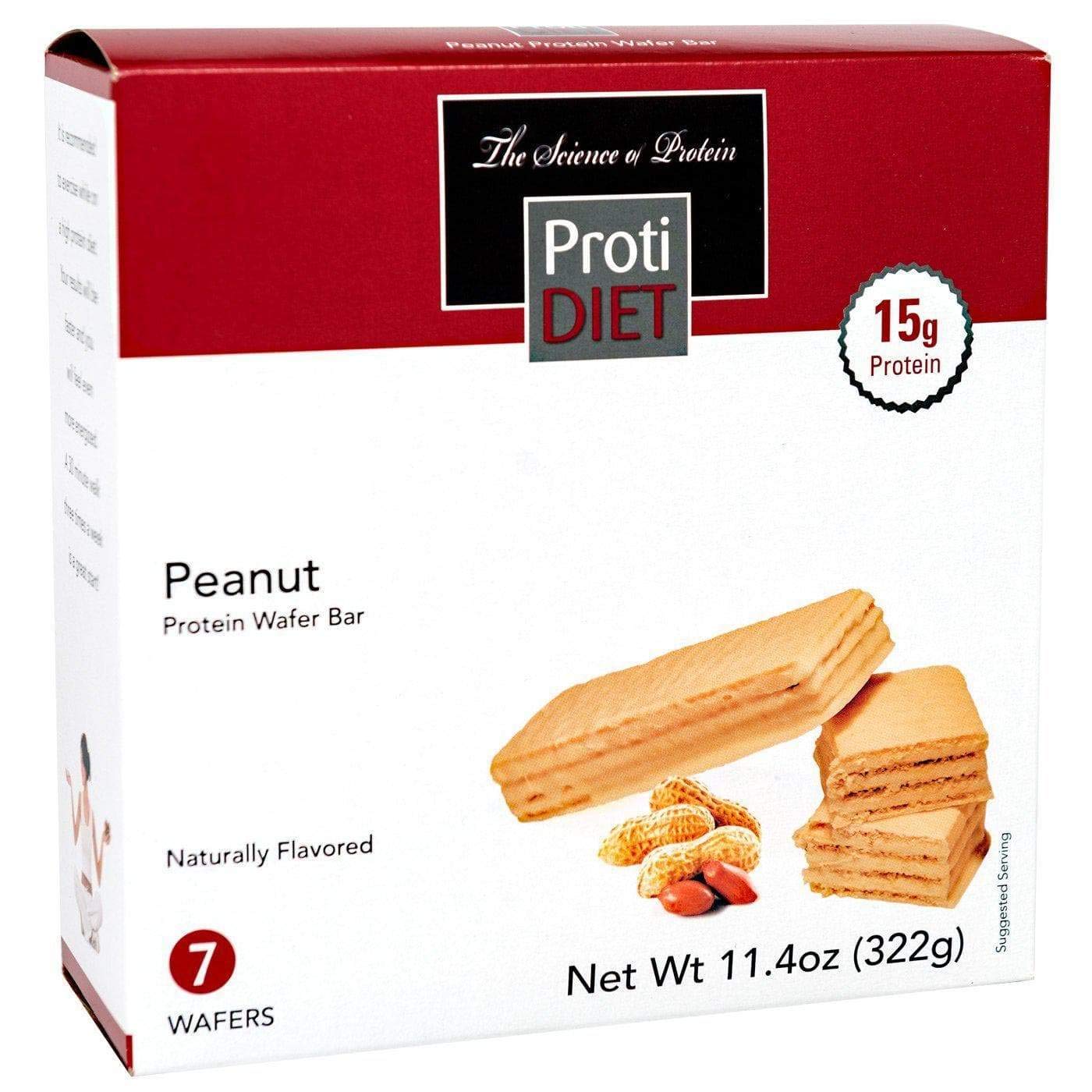 ProtiDIET Peanut Wafer Protein Bars - Low Sugar, Low Fat, High Protein Peanut Butter Wafer Bars, Perfect On the Go Meal Replacement Bar and Nutritional Snack - 7 Peanut Butter Wafers Per Box
