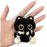 Rohyu Black Cat Plush Keychain, Soft Cute Bag Charm, Backpack Accessories, Gift for Girls Women