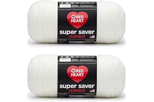 Red Heart Super Saver Jumbo Soft White, 2 Pack 14oz/396g-Acrylic-#4 Medium-744 Yards, Knitting/Crochet