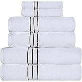 SIMPLI-MAGIC 79509 8-Piece Premium Set, 2 Bath, Hand, 4 Wash Cloths, 100% Ring Spun Cotton Highly Absorbent Towels for Bathroom, Gym, Hotel, and Spa, (2) 27" X 54" 16" x 30" (4) 13" 13", Black